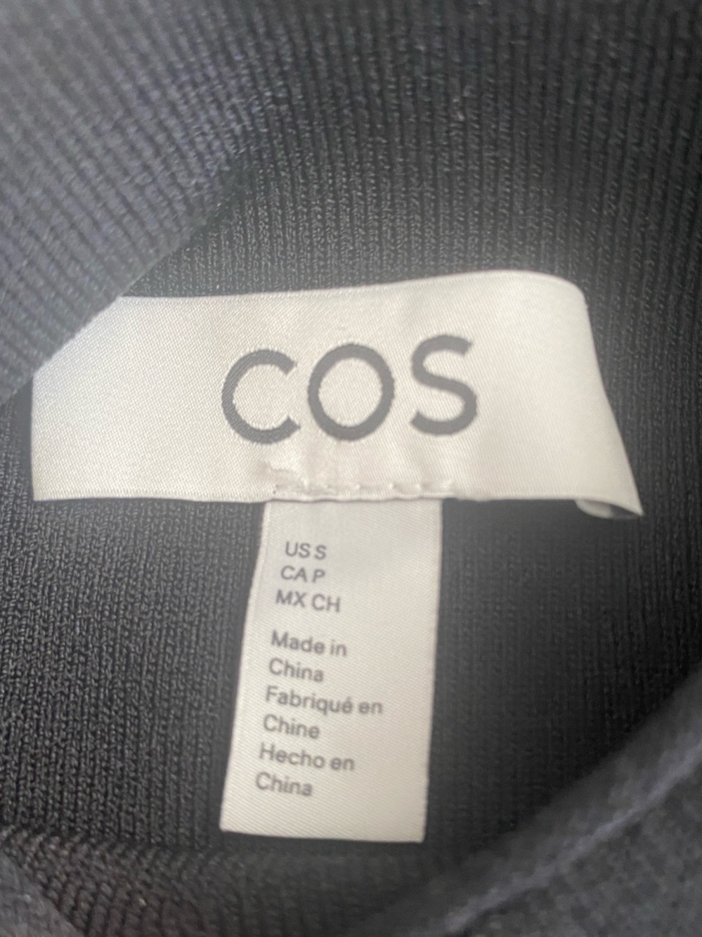 COS Black Ribbed Sleeveless Mock Neck Cropped Top EUC Size S - Picture 2 of 4